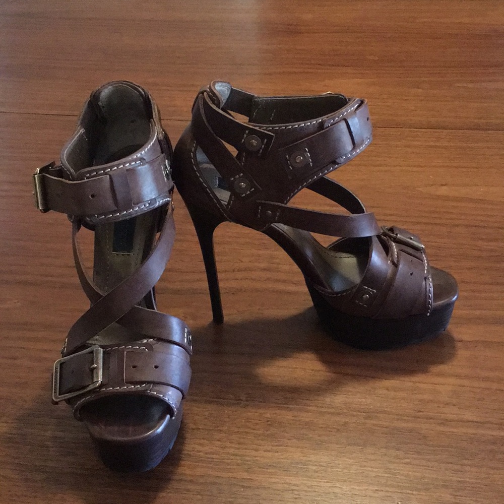 Burberry gladiator leather platform heels  BROWN - Picture 2 of 7